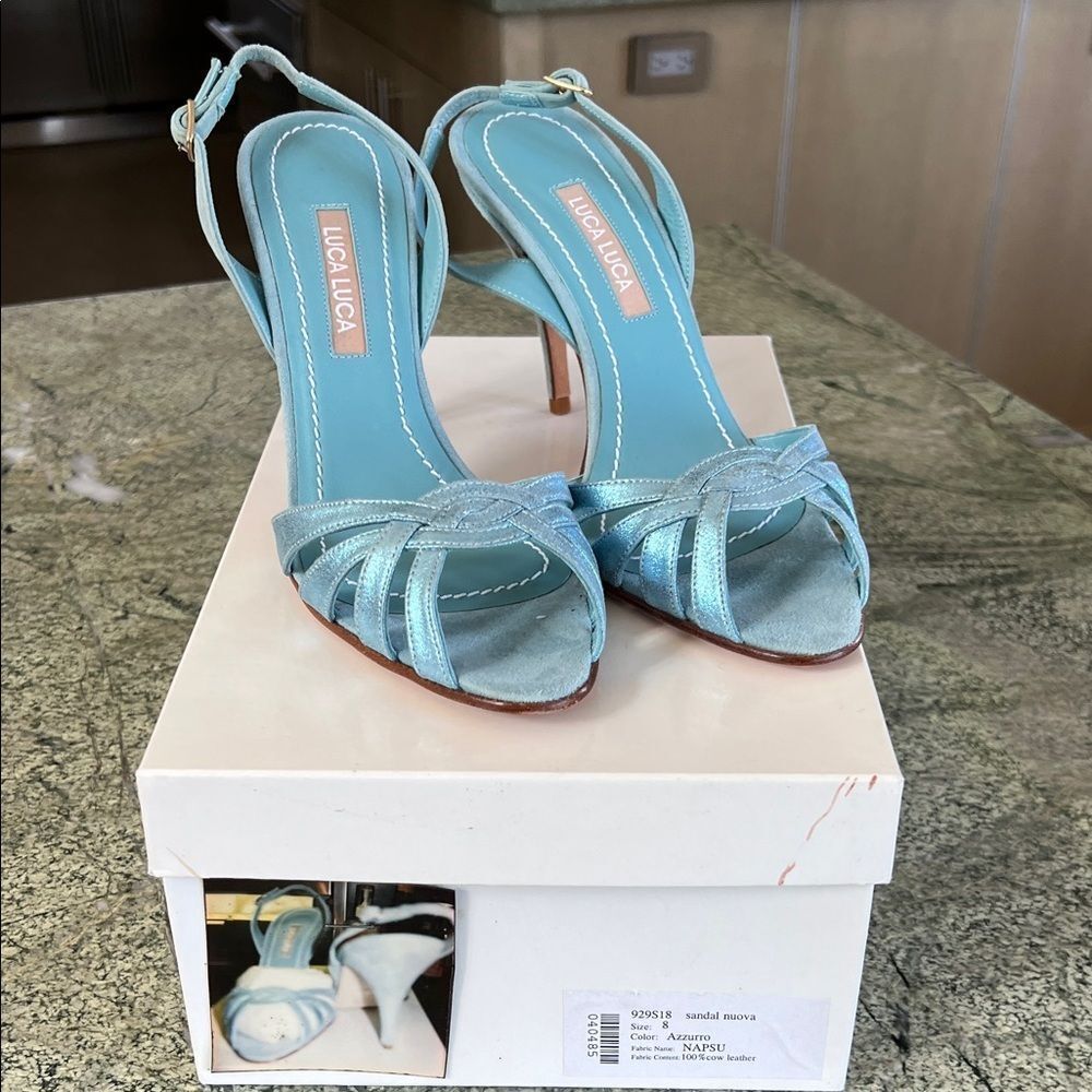 Vintage Luca Women's baby Blue something blue bridal satin y2k Heels 8